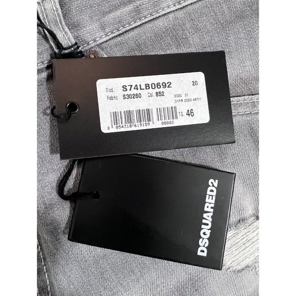 DSQUARED2 Mens Slim Jean IT46 W32 Denim Jeans S74LB0692S30260852 NWT Grey Gray - Picture 8 of 16